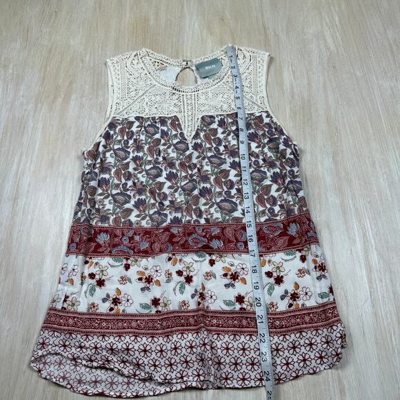 Anthropologie Maeve Laced Eleanor Boho Sleeveless Floral Crochet Blouse Small - Picture 6 of 12